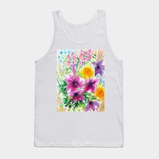 Summer in Full Bloom Watercolor Painting Tank Top